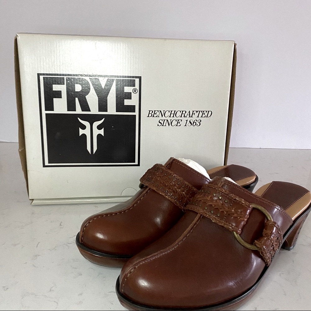 Frye Brown Leather Mules